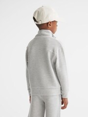 Reiss Grey Casen Senior Ribbed Half Zip Funnel Neck Jersey - Image 5 of 8
