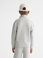 Reiss Grey Casen Senior Ribbed Half Zip Funnel Neck Jersey - Image 6 of 8