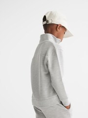 Reiss Grey Casen Senior Ribbed Half Zip Funnel Neck Jersey - Image 7 of 8