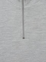 Reiss Grey Casen Senior Ribbed Half Zip Funnel Neck Jersey - Image 8 of 8