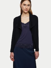Jigsaw Black Milano Ring Short Cardigan - Image 1 of 4