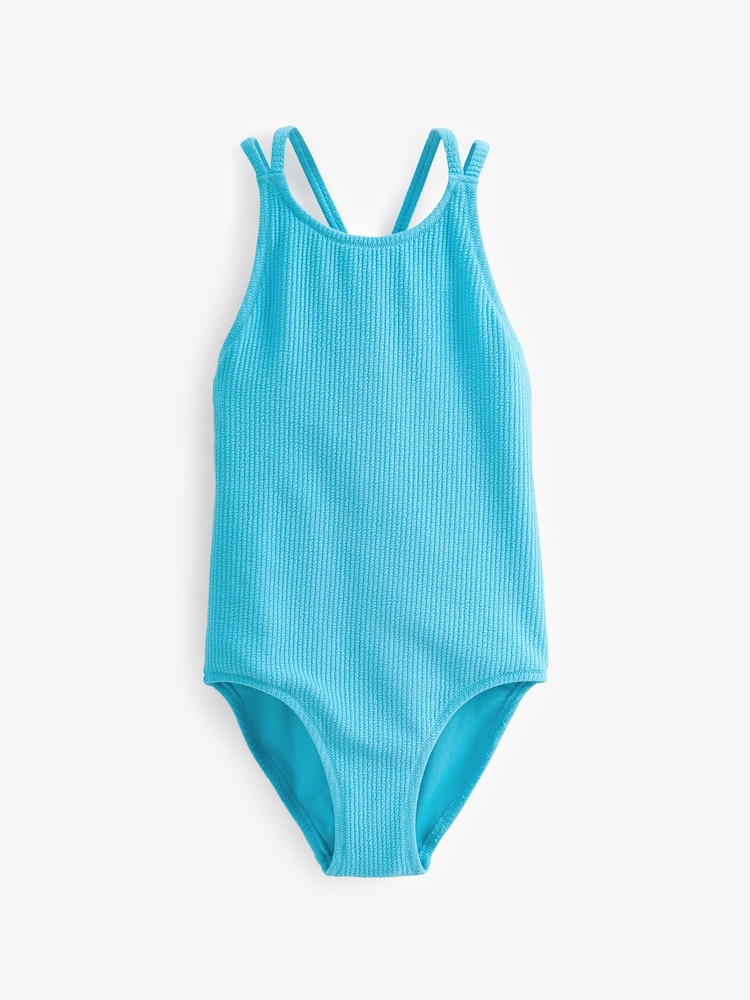 Blue Textured Swimsuit (3-16yrs) - Image 5 of 6