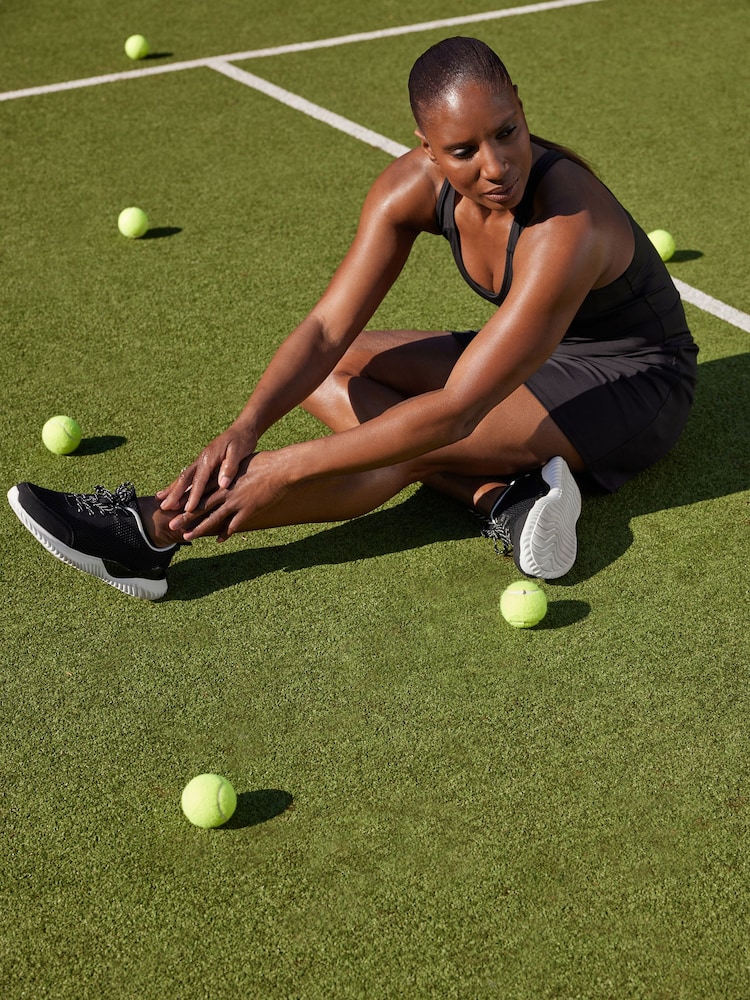 Black Next Active Sleeveless Cross Back Detail Tennis Dress - Image 2 of 5