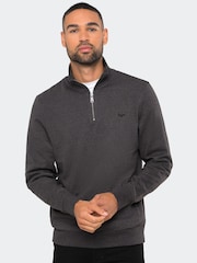 Antracietgrijs - Threadbare Quarter Zip Neck Sweatshirt - Image 1 of 4