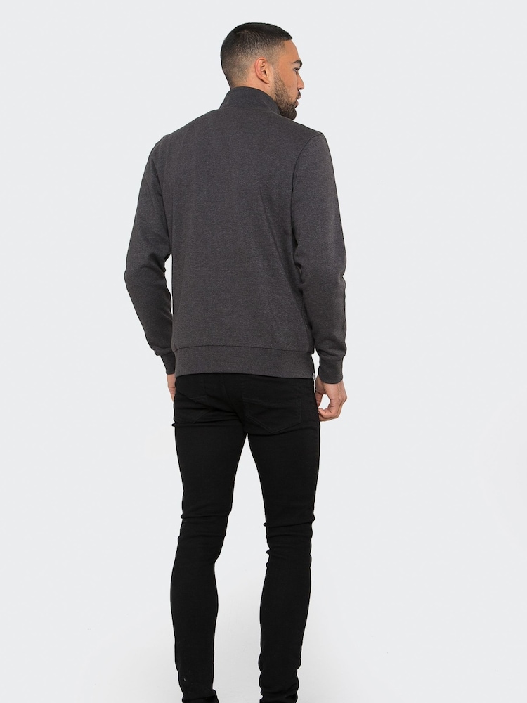 Antracietgrijs - Threadbare Quarter Zip Neck Sweatshirt - Image 2 of 4