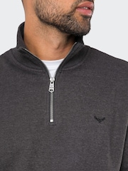 Antracietgrijs - Threadbare Quarter Zip Neck Sweatshirt - Image 4 of 4