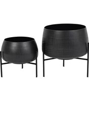Libra Set of 2 Black Clyde Planters With Etched Finish - Image 2 of 4