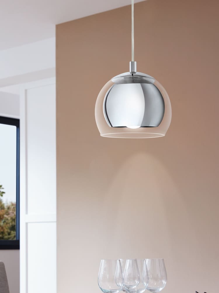 Eglo Silver Chrome Rocamar 1 Light Ceiling Light Pendant - Image 1 of 4