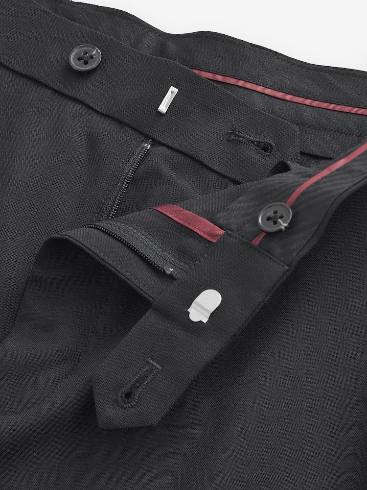 Black Slim Machine Washable Plain Front Smart Trousers - Image 10 of 10