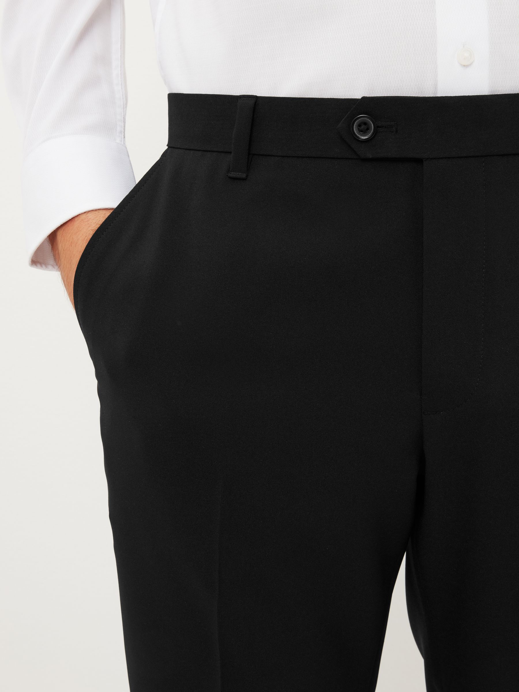 スーツ SUPER120S U-BLACK TROUSERS-SLIM STRAIGHT Black Slim Leg Straight Tuxedo Trousers in Pure S110's Wool