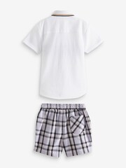 White/Check Spliced Shirt and Shorts Set (3mths-12yrs) - Image 2 of 2