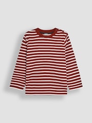 JoJo Maman Bébé Burgundy Red Breton Long Sleeved Top - Image 1 of 3