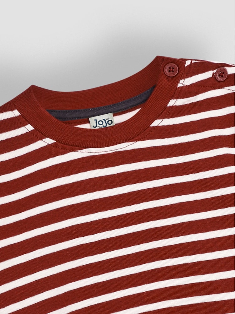 JoJo Maman Bébé Burgundy Red Breton Long Sleeved Top - Image 3 of 3