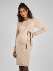JoJo Maman Bébé Oatmeal Crew Neck Knitted Maternity Dress - Image 3 of 4