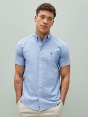 Light Blue Regular Fit Short Sleeve Oxford Shirt - Image 1 of 6