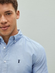 Light Blue Regular Fit Short Sleeve Oxford Shirt - Image 3 of 6