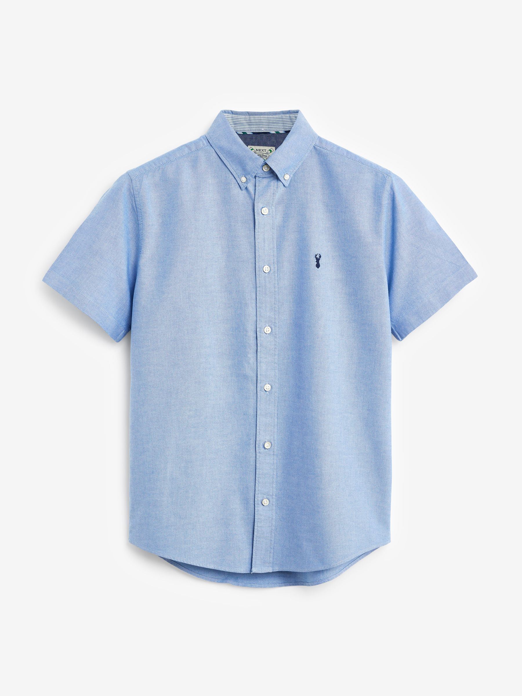 Blue Oxford Short Sleeved Casual Shirt