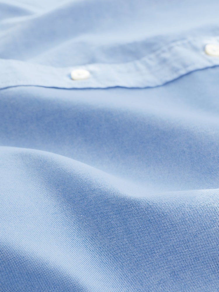 Light Blue Regular Fit Short Sleeve Oxford Shirt - Image 6 of 6