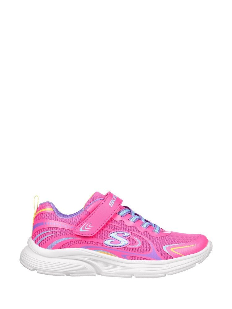 Skechers Pink Wavy Lites Eureka Shine Black Kids Trainers - Image 1 of 5