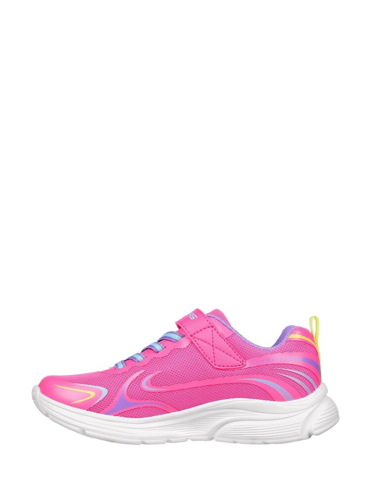 Skechers Pink Wavy Lites Eureka Shine Black Kids Trainers - Image 2 of 5