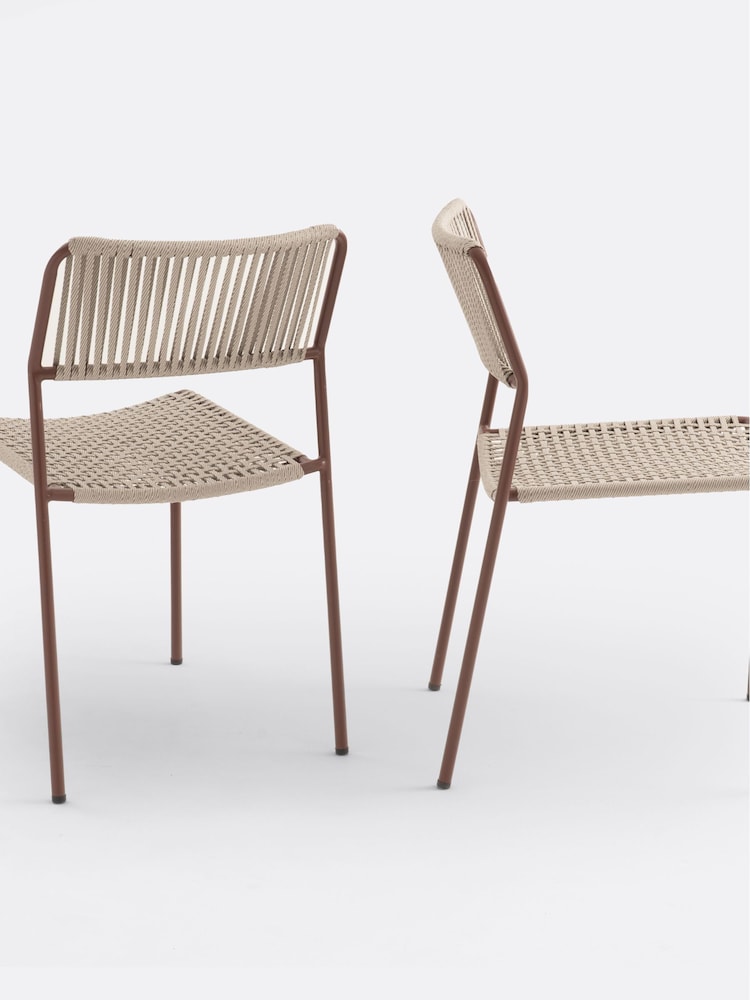 La Redoute Intérieurs Set of 2 Terracotta Namy Metal, Steel and Rope Garden Chairs - Image 1 of 4 La Redoute Intérieurs Set of 2 Terracotta Namy Metal, Steel and Rope Garden Chairs - Image 1 of 4
