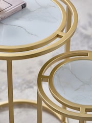 Lipsy Marble and Gold Effect Frame Nest of Tables - Image 2 of 6