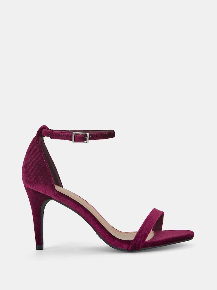 Novo Wine Red Wide Fit Berril Two Part Stiletto Mid Heel Sandals - Image 2 of 4