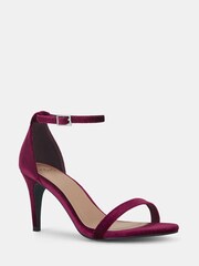 Novo Wine Red Wide Fit Berril Two Part Stiletto Mid Heel Sandals - Image 3 of 4