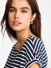 Navy Stripe Cap Sleeve T-Shirt Top - Image 4 of 6