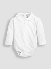 JoJo Maman Bébé White Plain Long Sleeve Peter Pan Bodysuit - Image 1 of 3