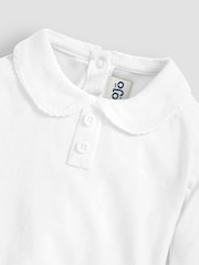 JoJo Maman Bébé White Plain Long Sleeve Peter Pan Bodysuit - Image 2 of 3