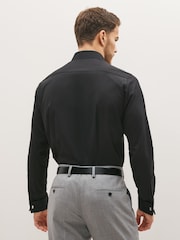 Black Slim Fit Easy Care Double Cuff Smart Shirt - Image 2 of 3