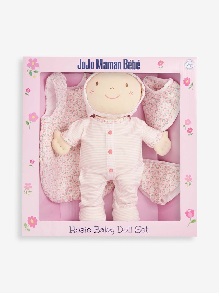 JoJo Maman Bébé Pink Rosie Baby Doll Set - Image 1 of 9