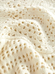 Ecru Cream Crochet Woven Short Sleeve Top - Image 6 of 6