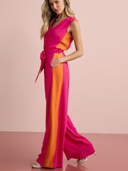 Pink und Orange - Overall mit Bahnendesign und Gürtel - Bild 2 von 4