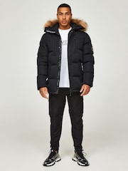 Negro - Diseño para hombre Oshawa 2.0 de Zavetti Canada Chaqueta tipo parka acolchada con capucha desmontable y ribete de pelo sintético - Imagen 1 de 7