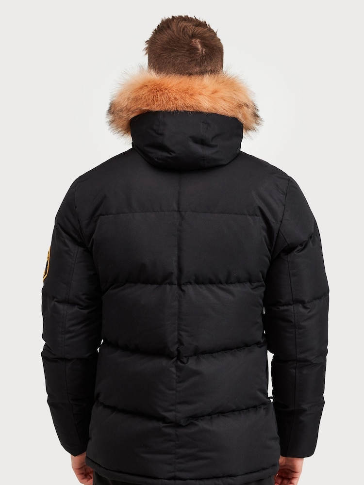 Negro - Diseño para hombre Oshawa 2.0 de Zavetti Canada Chaqueta tipo parka acolchada con capucha desmontable y ribete de pelo sintético - Imagen 2 de 7