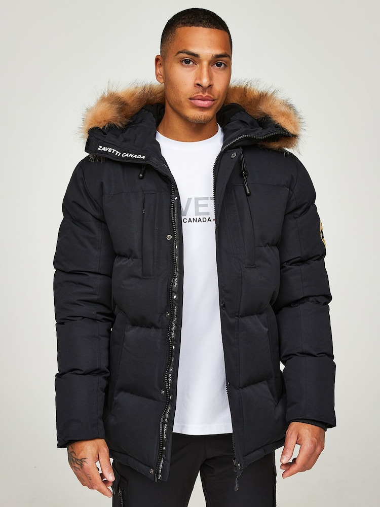 Zavetti Canada Mens Oshawa 2.0 Puffer Parka Jacket with Detachable Faux Fur - Image 5 of 7