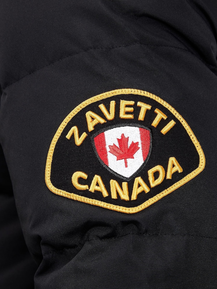 Negro - Diseño para hombre Oshawa 2.0 de Zavetti Canada Chaqueta tipo parka acolchada con capucha desmontable y ribete de pelo sintético - Imagen 7 de 7