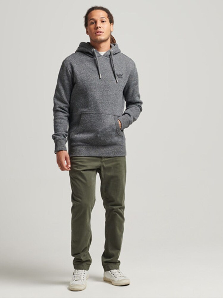 Superdry French Grey Cotton Vintage Logo Embroidered Hoodie - Image 1 of 1