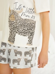 Ecru Hamish The Highland Cow 100% Cotton Short Pyjamas Set - Image 4 of 7