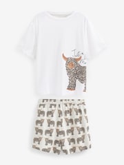 Ecru Hamish The Highland Cow 100% Cotton Short Pyjamas Set - Image 5 of 7