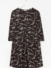 FatFace Nina Painted Bird Jersey Black Dress - Image 4 of 4