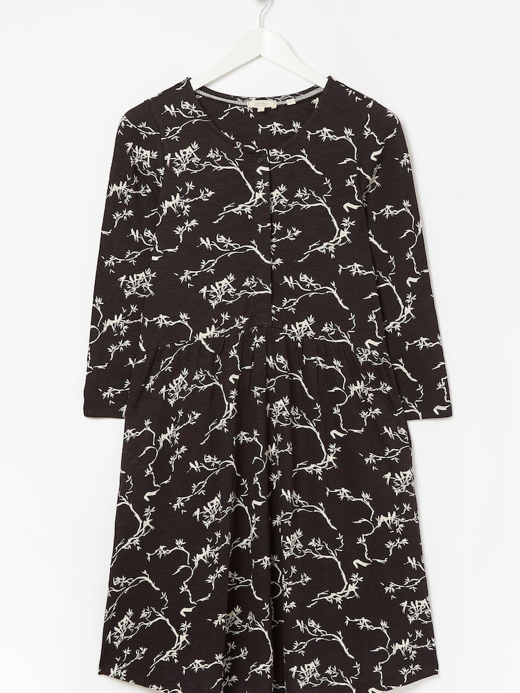 FatFace Nina Painted Bird Jersey Black Dress - Image 4 of 4