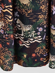 Oliver Bonas Safari Frill Sleeve Wrap Black Midi Dress - Image 5 of 8