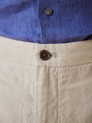 Stone Natural Signature Leomaster Italian Delave Linen Drawstring Trousers - Image 5 of 10