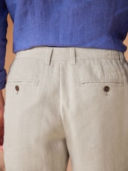 Stone Natural Signature Leomaster Italian Delave Linen Drawstring Trousers - Image 6 of 10