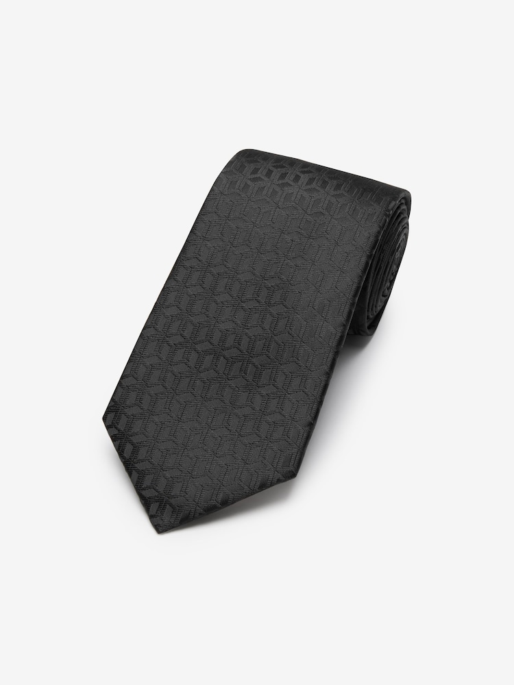 Black Jacquard Pattern Tie - Image 1 of 3