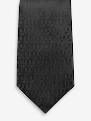 Black Jacquard Pattern Tie - Image 2 of 3