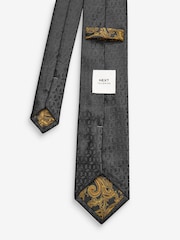 Black Jacquard Pattern Tie - Image 3 of 3